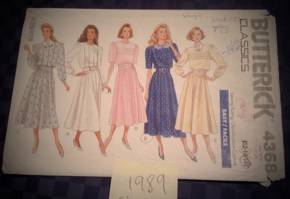1989 - lots of bodice variations.  I'd probably make the short sleeve version.