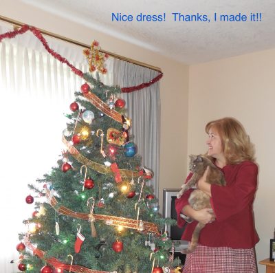 No mistletoe, just a Christmas tree.